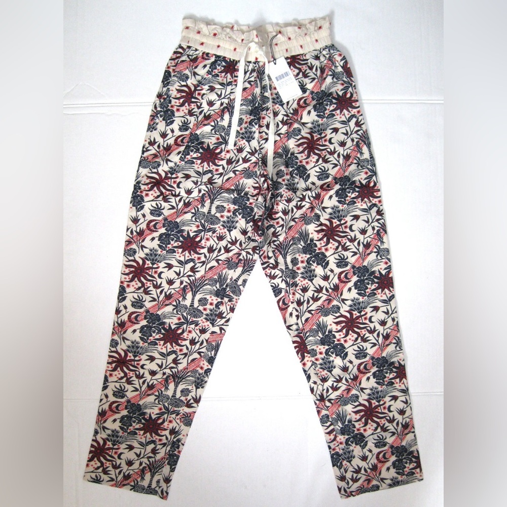 Scotch & Soda Floral Print Pants in Cream and Red